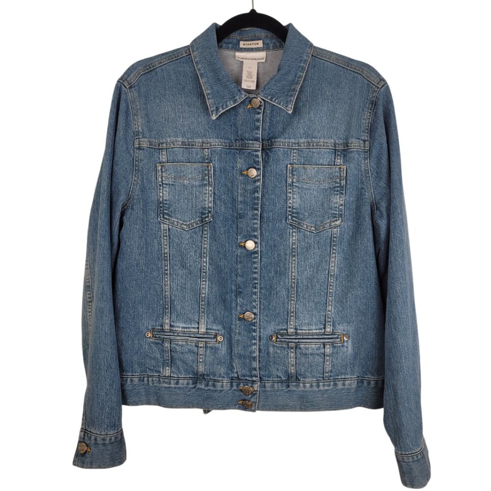 Y2K Jones New York Denim Jacket Medium Wash Button Up Cotton Blend medium/large